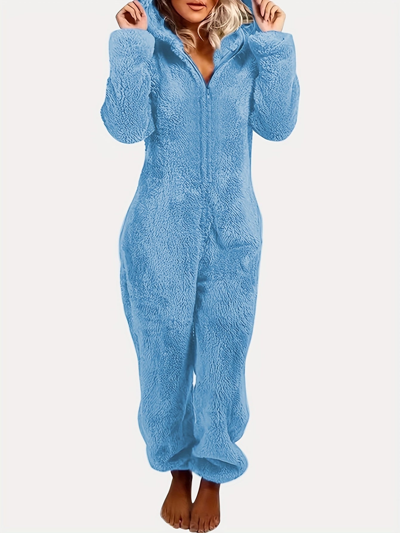 Mia™ Fuzzy Hooded Pajama Jumpsuit